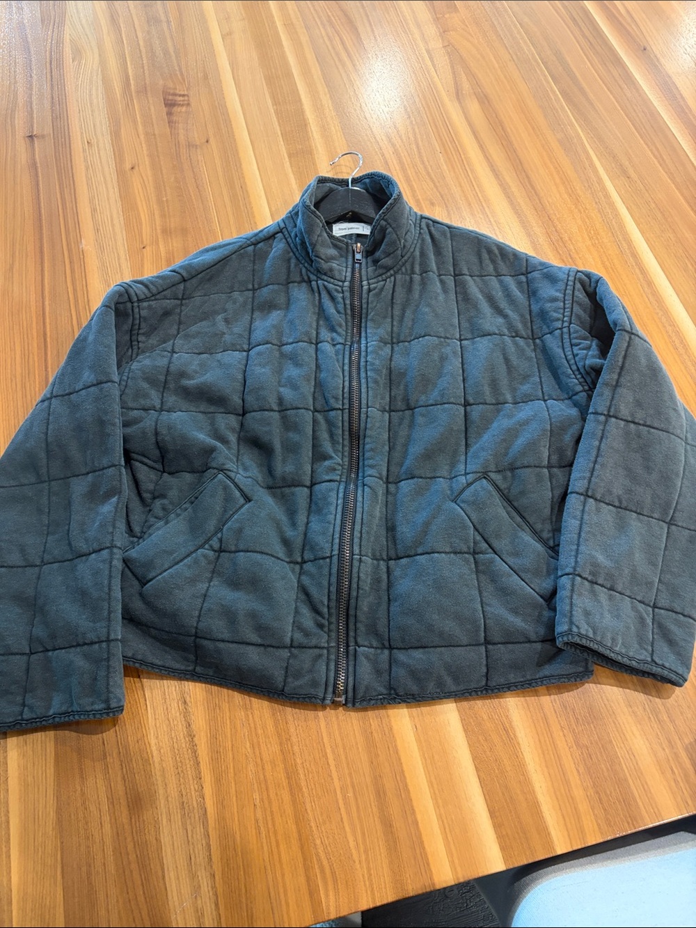 Coldwater Creek Quilted Blue Zip-Up Bomber Jacket